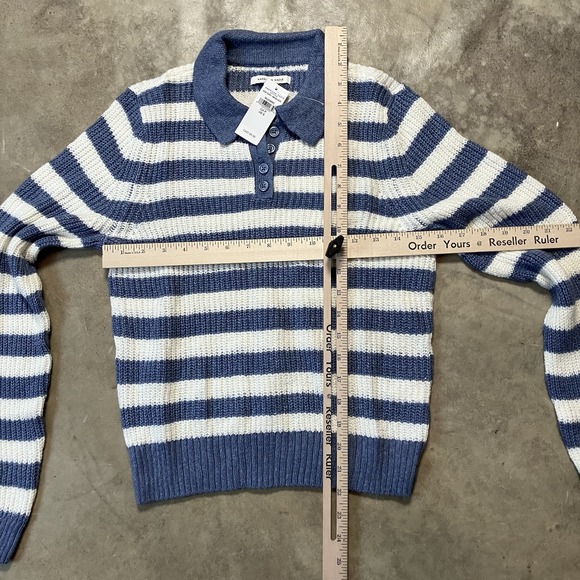 American Eagle Sweater‎ Womens Size Small Blue White Striped Collared Preppy - Picture 3 of 10